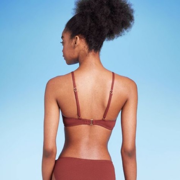 Wild Fable Tie-Front Pique Textured Bralette Bikini Top - Picture 3 of 7